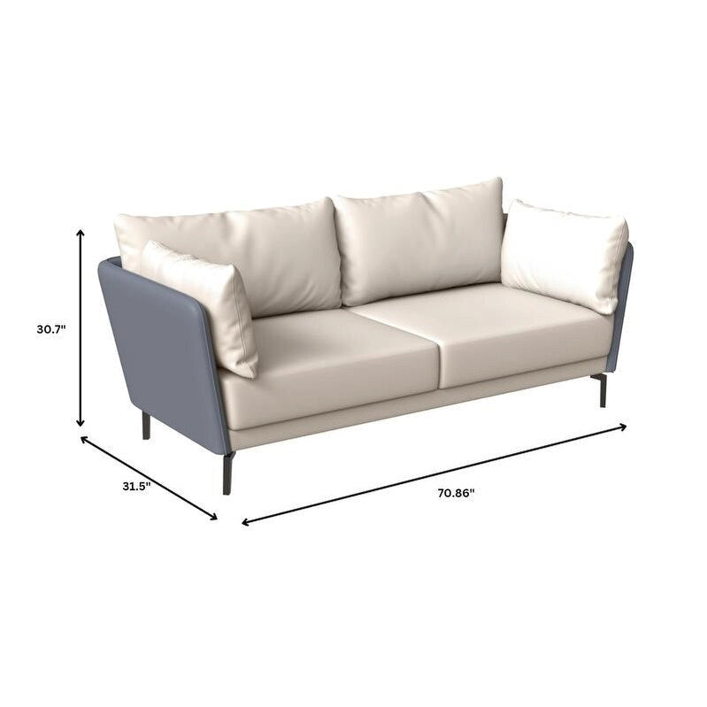 Canapé 3 places en similicuir avec pieds en métal et coussins amovibles