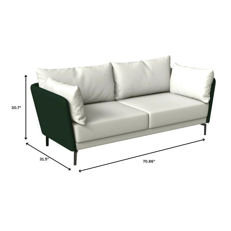 Canapé 3 places en similicuir avec pieds en métal et coussins amovibles