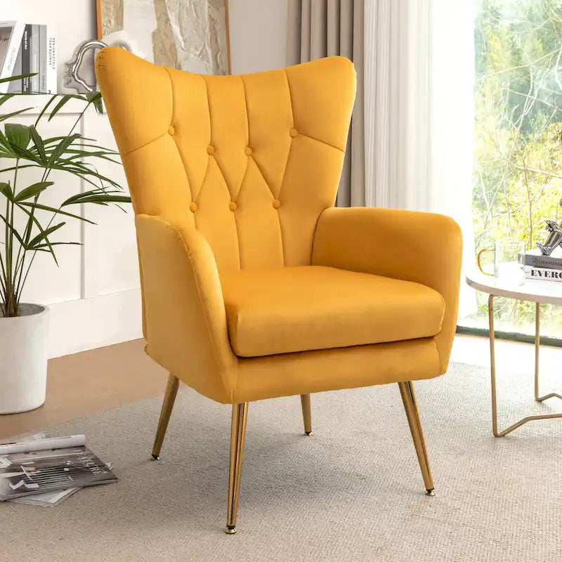 Fauteuil d'appoint capitonné à dossier haut