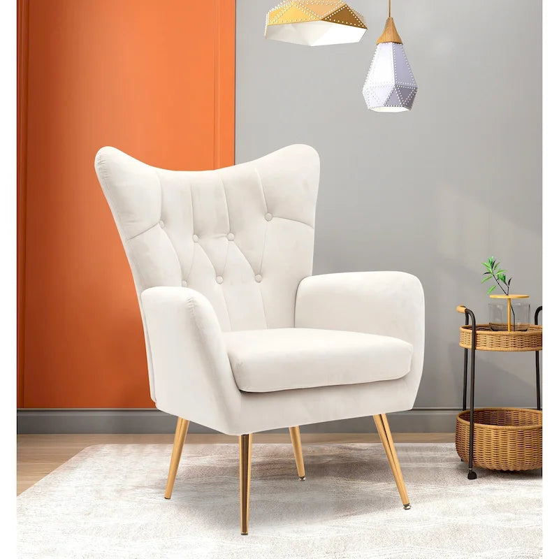 Fauteuil d'appoint capitonné à dossier haut