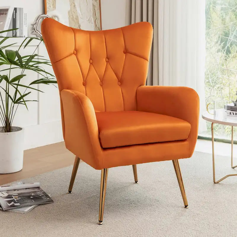 Fauteuil d'appoint capitonné à dossier haut