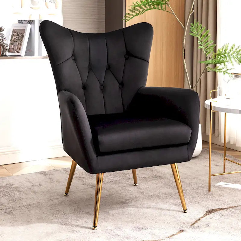 Fauteuil d'appoint capitonné à dossier haut