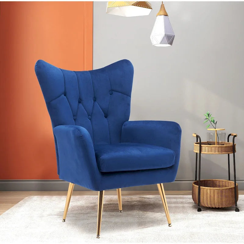 Fauteuil d'appoint capitonné à dossier haut