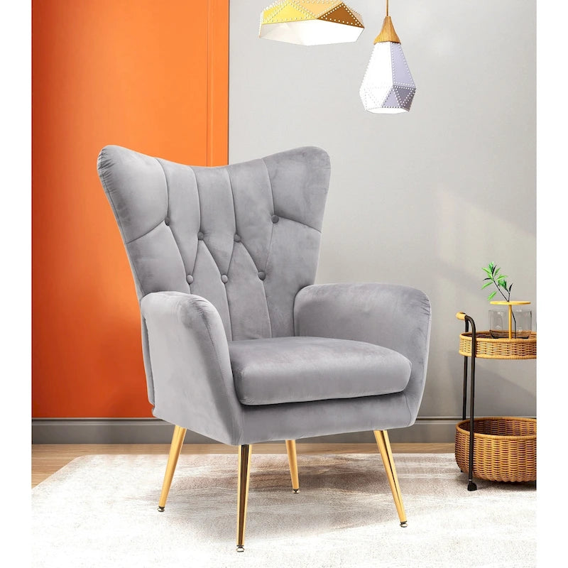 Fauteuil d'appoint capitonné à dossier haut