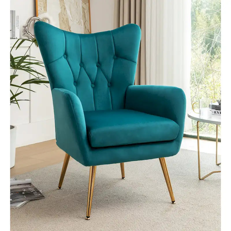 Fauteuil d'appoint capitonné à dossier haut