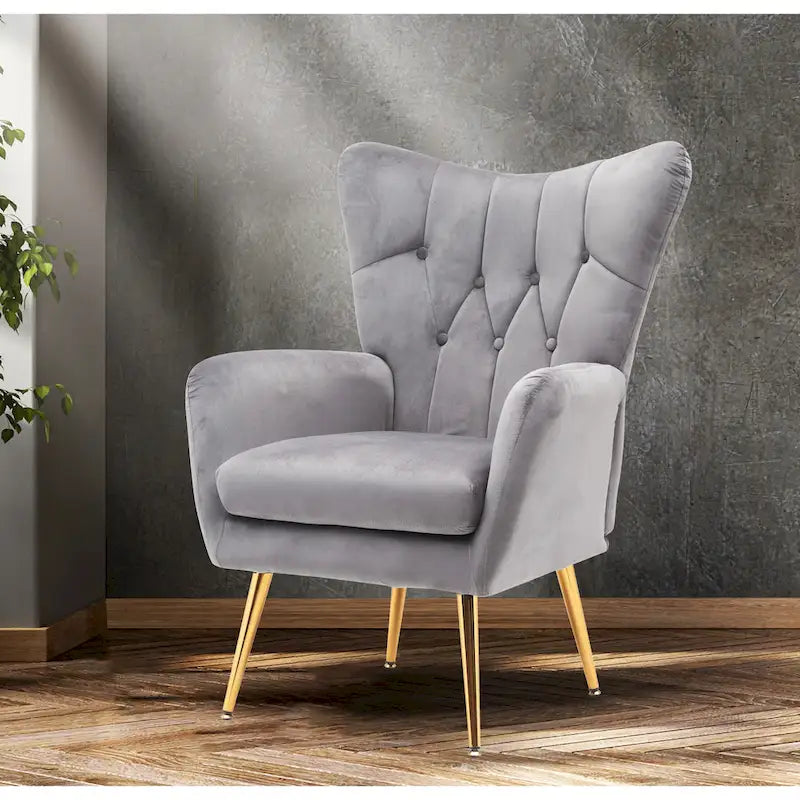 Fauteuil d'appoint capitonné à dossier haut