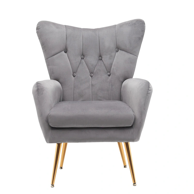 Fauteuil d'appoint capitonné à dossier haut