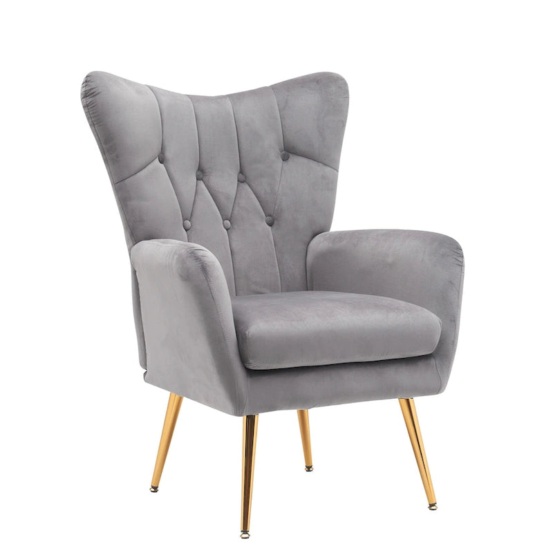 Fauteuil d'appoint capitonné à dossier haut