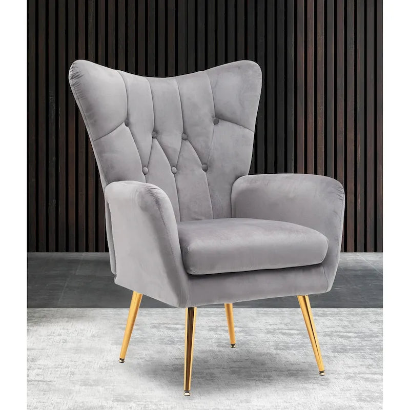 Fauteuil d'appoint capitonné à dossier haut