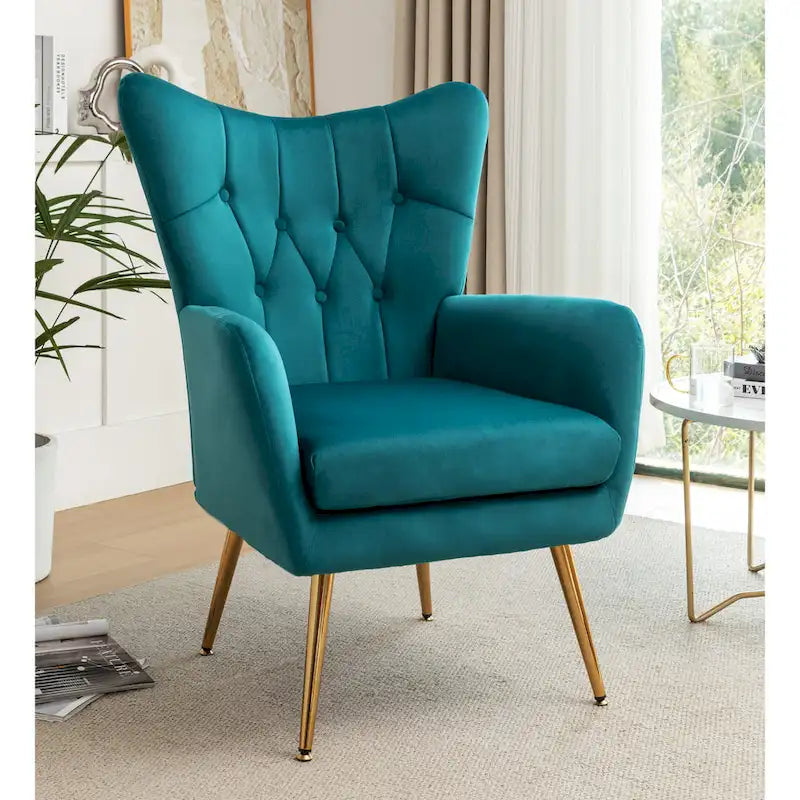 Fauteuil d'appoint capitonné à dossier haut
