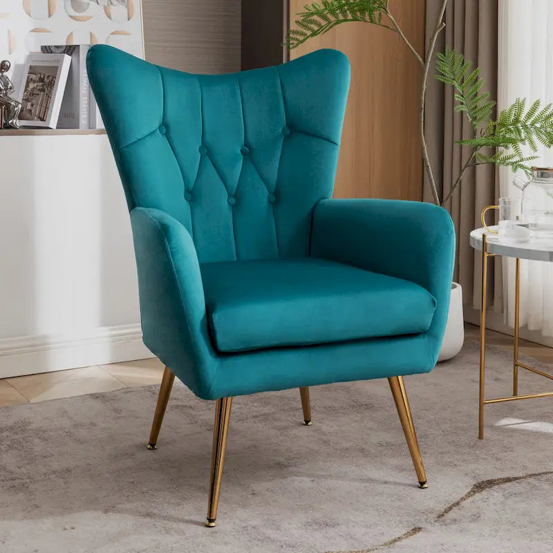 Fauteuil d'appoint capitonné à dossier haut