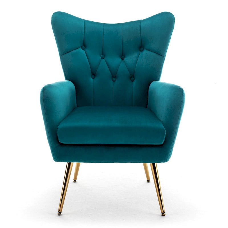 Fauteuil d'appoint capitonné à dossier haut