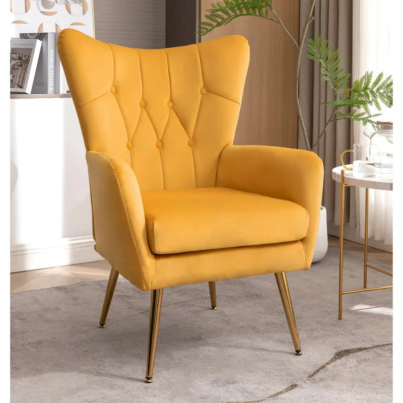 Fauteuil d'appoint capitonné à dossier haut