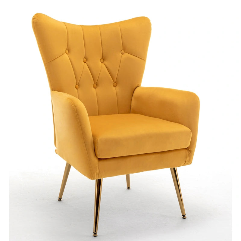 Fauteuil d'appoint capitonné à dossier haut