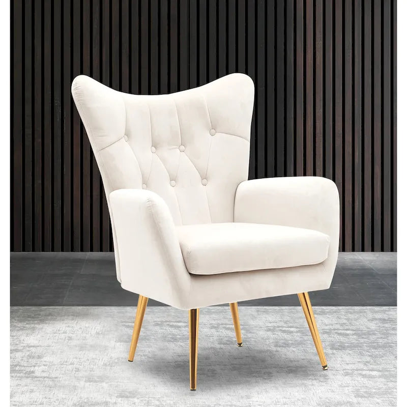 Fauteuil d'appoint capitonné à dossier haut