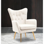 Fauteuil d'appoint capitonné à dossier haut