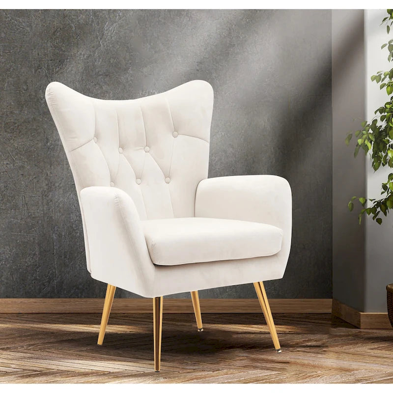 Fauteuil d'appoint capitonné à dossier haut