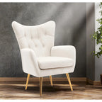 Fauteuil d'appoint capitonné à dossier haut