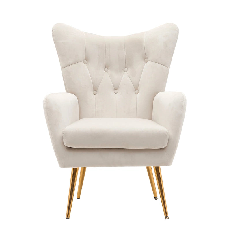 Fauteuil d'appoint capitonné à dossier haut
