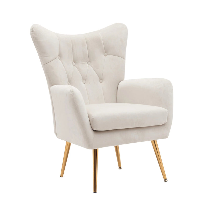 Fauteuil d'appoint capitonné à dossier haut