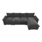 Canapé d'angle en chenille en forme de L avec méridienne, 5 places