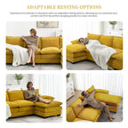 Canapé d'angle en chenille en forme de L avec méridienne, 5 places