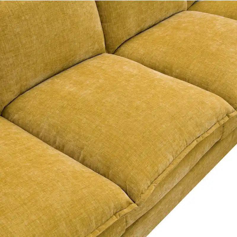 Canapé d'angle en chenille en forme de L avec méridienne, 5 places