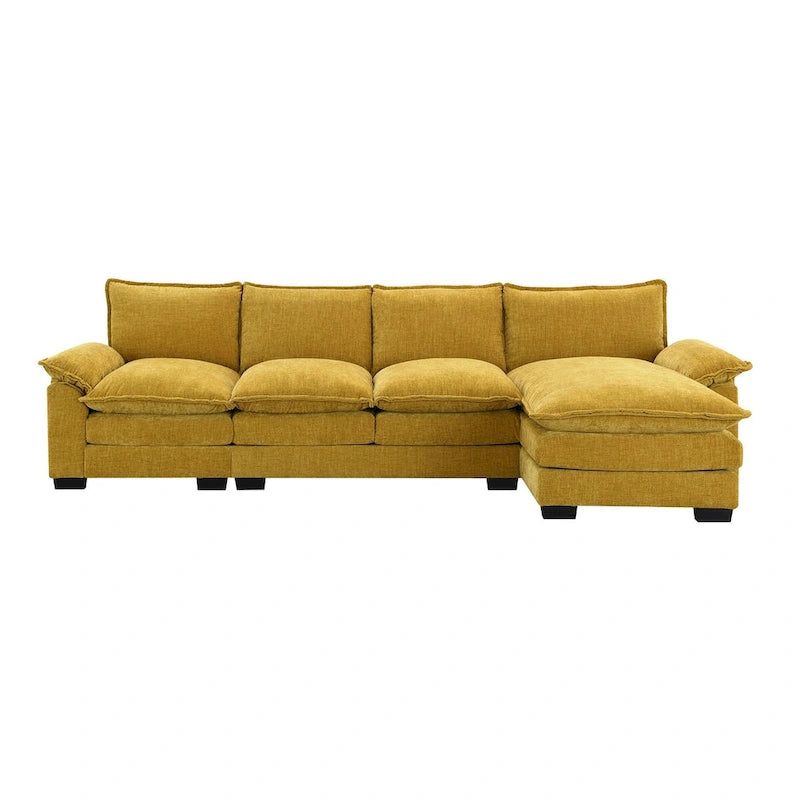 Canapé d'angle en chenille en forme de L avec méridienne, 5 places
