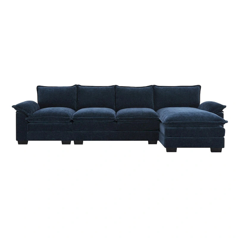 Canapé d'angle en chenille en forme de L avec méridienne, 5 places