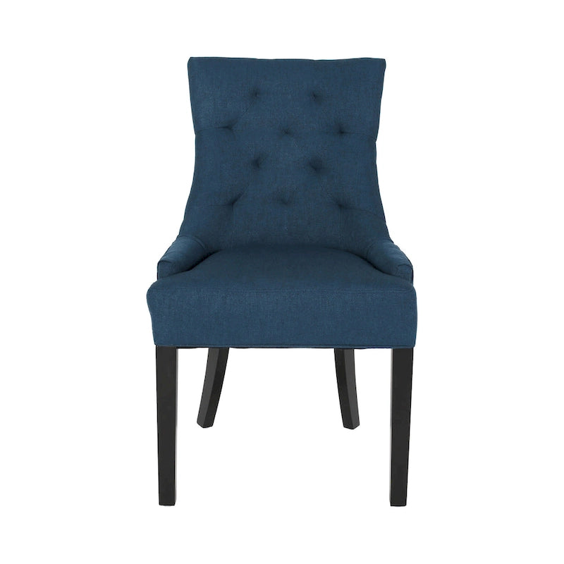 Chaise de salle à manger tapissée de tissu avec dossier capitonné et pieds fuselés - Lot de 2