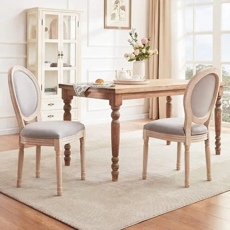 Chaise de salle à manger capitonnée vintage française, chaise d'appoint (Lot de 2)