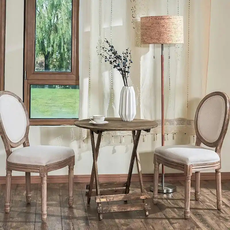 Chaise de salle à manger capitonnée vintage française, chaise d'appoint (Lot de 2)