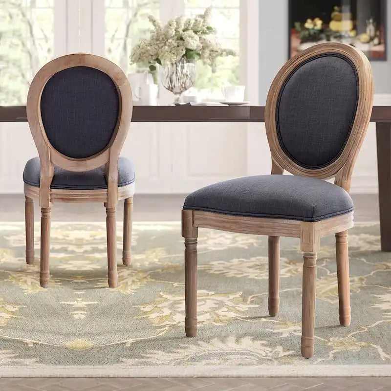 Chaise de salle à manger capitonnée vintage française, chaise d'appoint (Lot de 2)