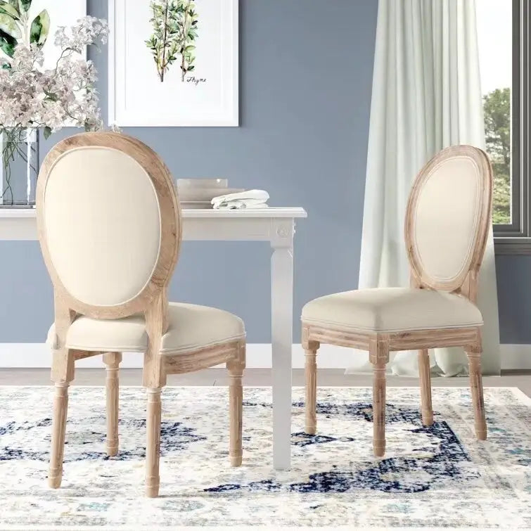 Chaise de salle à manger capitonnée vintage française, chaise d'appoint (Lot de 2)