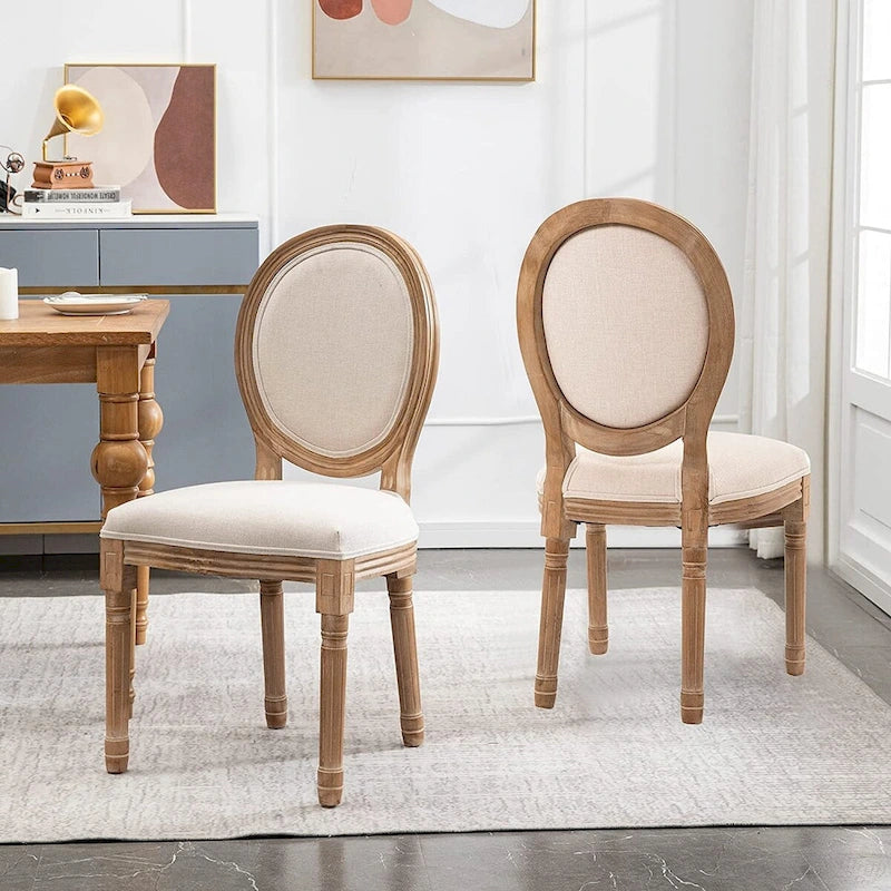Chaise de salle à manger capitonnée vintage française, chaise d'appoint (Lot de 2)