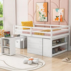 Lit mezzanine pleine taille avec bureau coulissant et 3 tiroirs