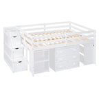 Lit mezzanine pleine taille avec bureau coulissant et 3 tiroirs
