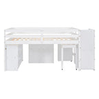 Lit mezzanine pleine taille avec bureau coulissant et 3 tiroirs