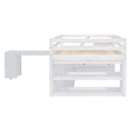 Lit mezzanine pleine taille avec bureau coulissant et 3 tiroirs