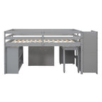 Lit mezzanine pleine taille avec bureau coulissant et 3 tiroirs