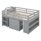 Lit mezzanine pleine taille avec bureau coulissant et 3 tiroirs