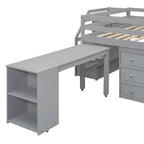 Lit mezzanine pleine taille avec bureau coulissant et 3 tiroirs