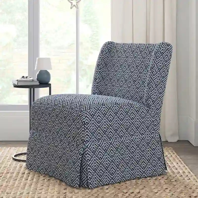 Chaise de salle à manger sans accoudoirs rembourrée de style rustique avec housse amovible et pieds en bois massif