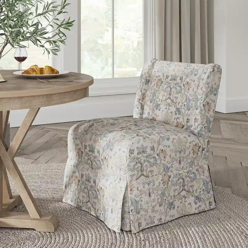 Chaise de salle à manger sans accoudoirs rembourrée de style rustique avec housse amovible et pieds en bois massif