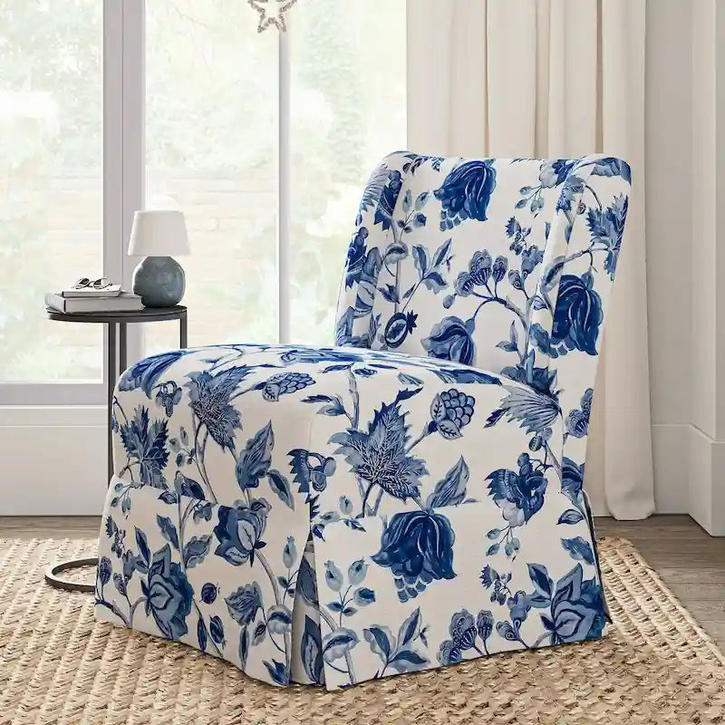 Chaise de salle à manger sans accoudoirs rembourrée de style rustique avec housse amovible et pieds en bois massif