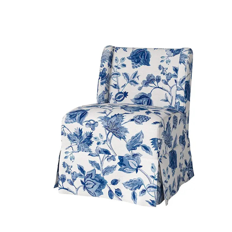 Chaise de salle à manger sans accoudoirs rembourrée de style rustique avec housse amovible et pieds en bois massif