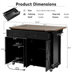 Îlot de cuisine de 136 cm avec prise électrique, tiroirs de rangement et portes, roulettes