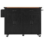 Îlot de cuisine de 136 cm avec prise électrique, tiroirs de rangement et portes, roulettes