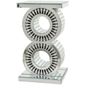 Table d'appoint en verre et miroir - Argent