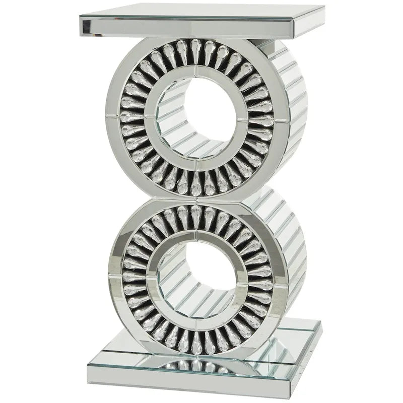Table d'appoint en verre et miroir - Argent
